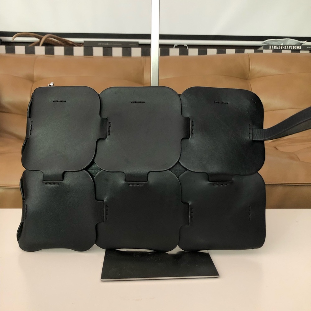 PACO RABANNE Black Geometric Panel wristlet/clutch
